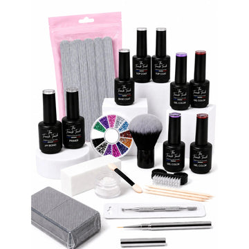 Kit vernis semi-permanent Nail Art complet avec gel color, strass, pinceau nail art et accessoires manucure The French Touch