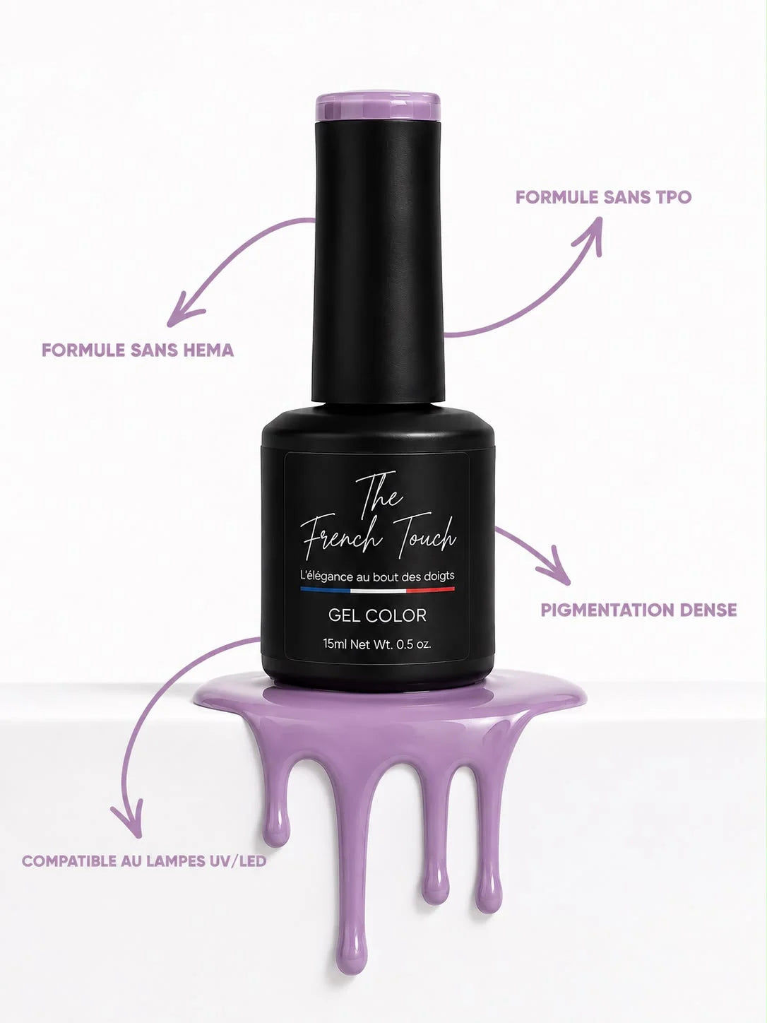 Vernis milky lilas pastel sans TPO ni HEMA, pigmentation dense, compatible UV/LED