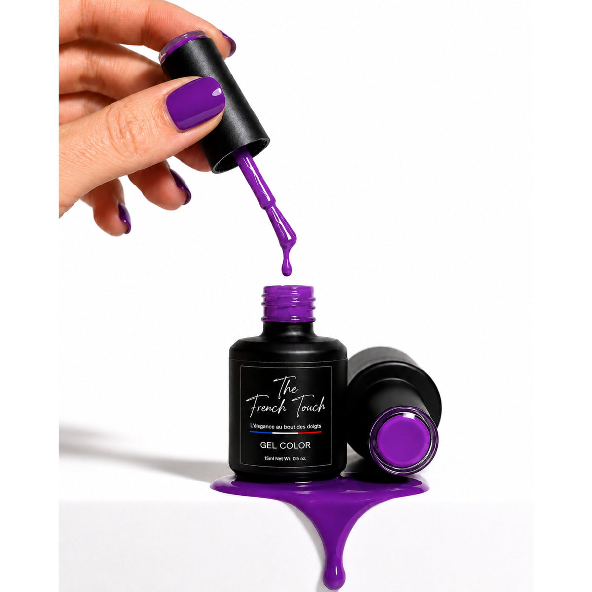 Application vernis semi-permanent Violet Intense au pinceau - manucure violet vif